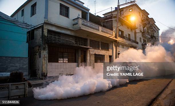 Health authorities with the help of the Cuban army fumigate against the Aedes aegypti mosquito to prevent the spread of zika, chikungunya and dengue...