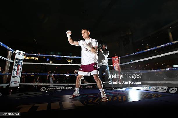 Carl Frampton takes part in a public work out at Intu Trafford Centre on February 23, 2016 in Manchester, England.