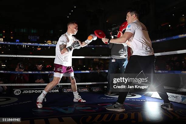 Carl Frampton takes part in a public work out at Intu Trafford Centre on February 23, 2016 in Manchester, England.