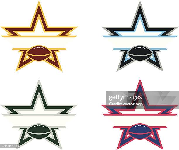 bildbanksillustrationer, clip art samt tecknat material och ikoner med football star logo - all star idrottare