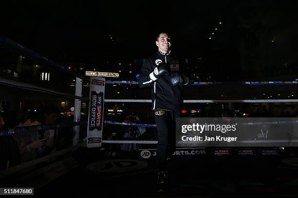 Scott Quigg takes part in a public work out at Intu Trafford Centre on February 23, 2016 in Manchester, England.