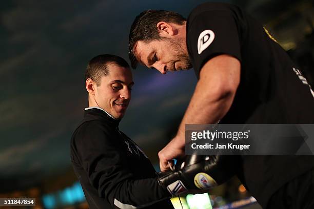 Scott Quigg takes part in a public work out at Intu Trafford Centre on February 23, 2016 in Manchester, England.