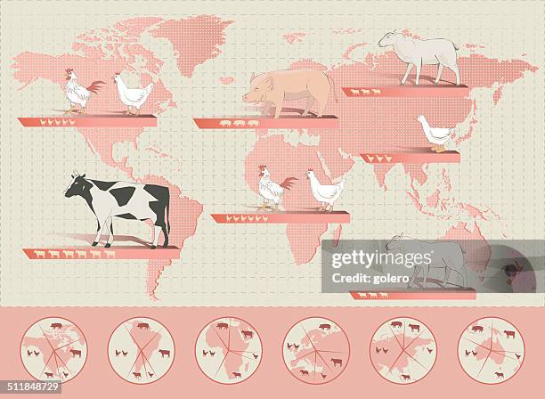 stockillustraties, clipart, cartoons en iconen met worldwide meat consumption info graphic - ganzenvlees