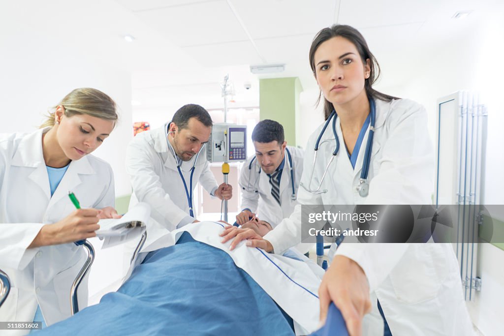 Doctor at the ER attending an emergency