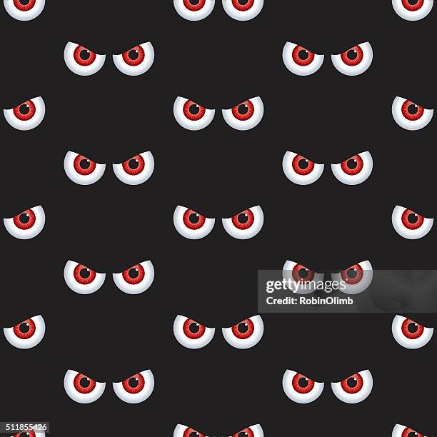ilustraciones, imágenes clip art, dibujos animados e iconos de stock de ojos patrón sin costuras de mal - angry eyes