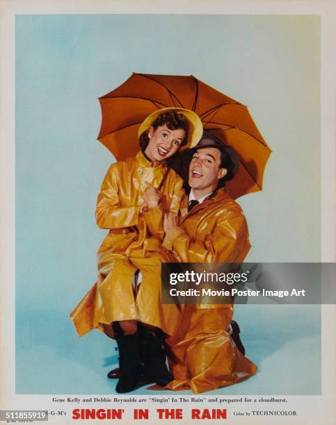 Poster for Stanley Donen's 1952 comedy 'Singin' in the Rain' starring Gene Kelly and Debbie Reynolds.