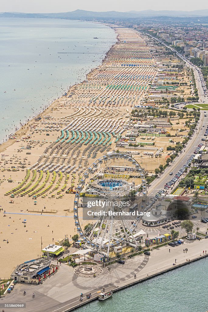 Aerial View of the beach of Rimini