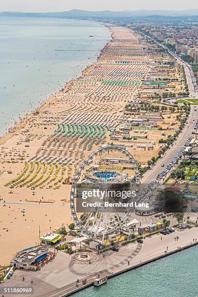 aerial view of the beach of rimini - rimini stock pictures, royalty-free photos & images
