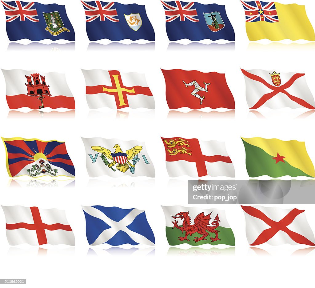 Flags of small countries and territories - waving form