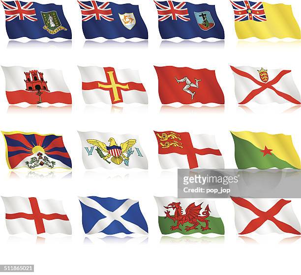 flags of small countries and territories - waving form - scotland samoa stock illustrations