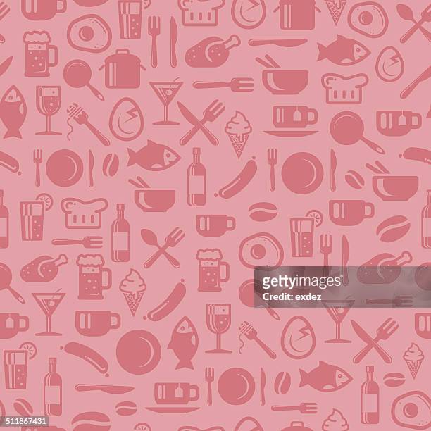 seamless foods pattern - easy icon stock illustrations