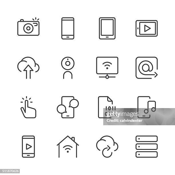 digital communications icons set 1 | black line series - 圖像訊息 幅插畫檔、美工圖案、卡通及圖標