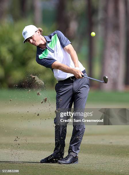 Will Wilcox of the United States plays a shot during a preview round for The Honda Classic at PGA National Resort and Spa - Champion Course on...