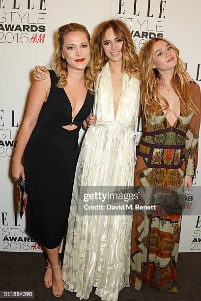 Poppy Jamie, Suki Waterhouse and Immy Waterhouse attend The Elle Style Awards 2016 on February 23, 2016 in London, England.