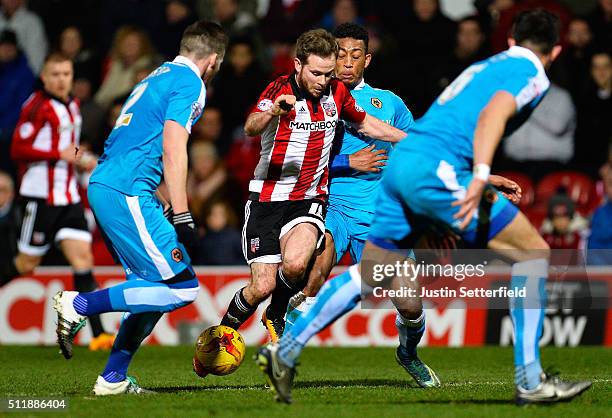 Alan Judge of Brentford FC in action during the Sky Bet Championship match between Brentford and Wolverhampton Wanderers on February 23, 2016 in...