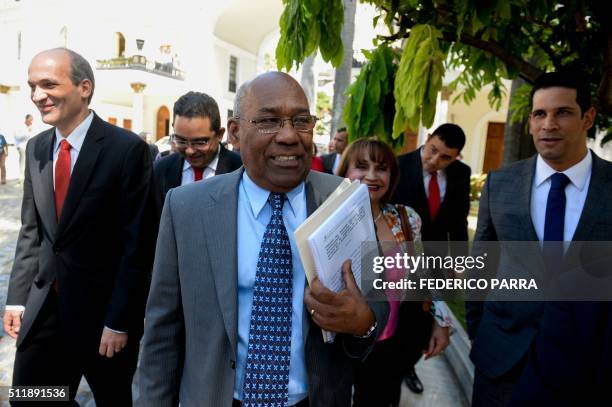Venezuela's Vice President Aristobulo Isturiz arrives to present the annual report to the National Assembly in Caracas on February 23, 2016. Isturiz...