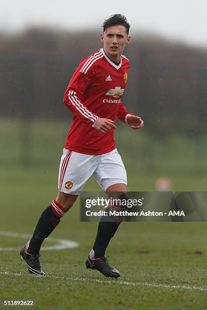 Callum Whelan of Manchester United U18 during the U18 Premier League match between Manchester United and West Bromwich Albion at Aon Training Complex...