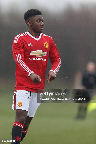 Kayne Diedrick-Roberts of Manchester United U18 during the U18 Premier League match between Manchester United and West Bromwich Albion at Aon...