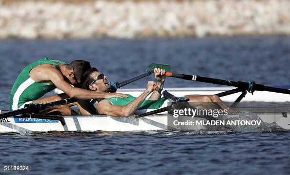 Sam Lynch Rowing Irish Sam Lynch and Gearoid Towey react after finishing fourth during ...