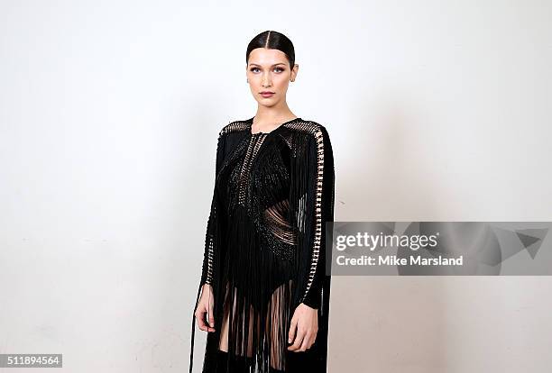 Bella Hadid poses in the winners room at The Elle Style Awards 2016 on February 23, 2016 in London, England.