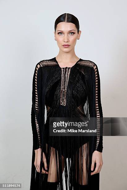 Bella Hadid poses in the winners room at The Elle Style Awards 2016 on February 23, 2016 in London, England.