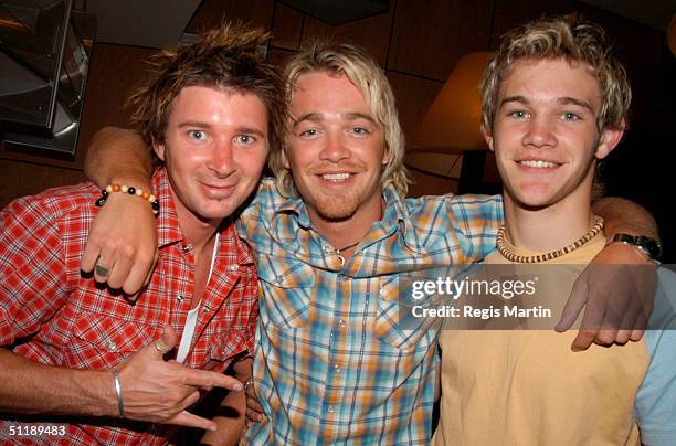 Daniel Brandsma, Brodie Young and brother Kirby Young at the Melbourne Imax for the media preview of 'SOS Planet' a movie in Imax 3D, in Melbourne,...