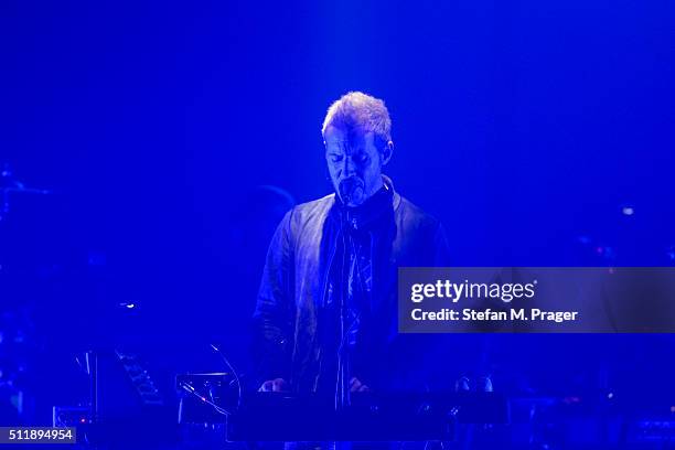 Robert del Naja aka 3D of Massive Attack performs on stage at Tonhalle on February 21, 2016 in Munich, Germany.