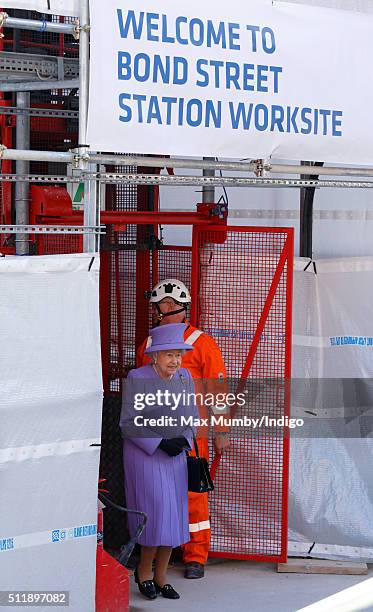 Queen Elizabeth II departs after visiting the Crossrail station site at Bond Street on February 23, 2016 in London, England.