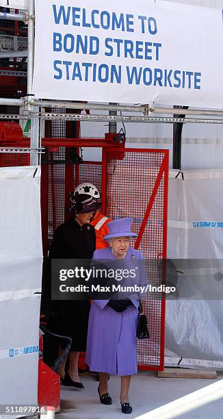 Queen Elizabeth II departs after visiting the Crossrail station site at Bond Street on February 23, 2016 in London, England.