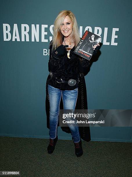 Musician Lita Ford signs copies of "Living Like A Runaway: A Memoir" at Barnes & Noble Tribeca on February 23, 2016 in New York City.