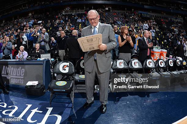 George Karl of the Sacramento Kings before the game against the Denver Nuggets on February 23, 2016 at the Pepsi Center in Denver, Colorado. NOTE TO...