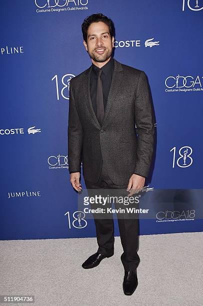 Actor Adam Rodríguez attends the 18th Costume Designers Guild Awards with Presenting Sponsor LACOSTE at The Beverly Hilton Hotel on February 23, 2016...