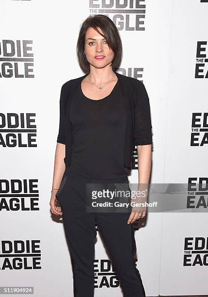 Actress Holly Davidson attends the "Eddie The Eagle" New York screening at Chelsea Bow Tie Cinemas on February 23, 2016 in New York City.