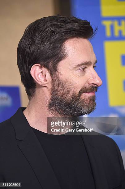 Actor Hugh Jackman attends the "Eddie The Eagle" New York screening at Chelsea Bow Tie Cinemas on February 23, 2016 in New York City.
