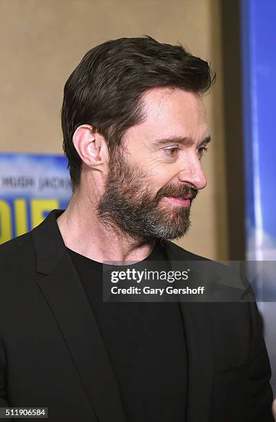 Actor Hugh Jackman attends the "Eddie The Eagle" New York screening at Chelsea Bow Tie Cinemas on February 23, 2016 in New York City.