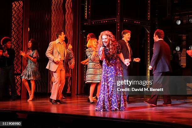 Cassidy Janson during the curtain call following the 1st Birthday Gala Performance of "Beautiful: The Carole King Musical" at The Aldwych Theatre on...