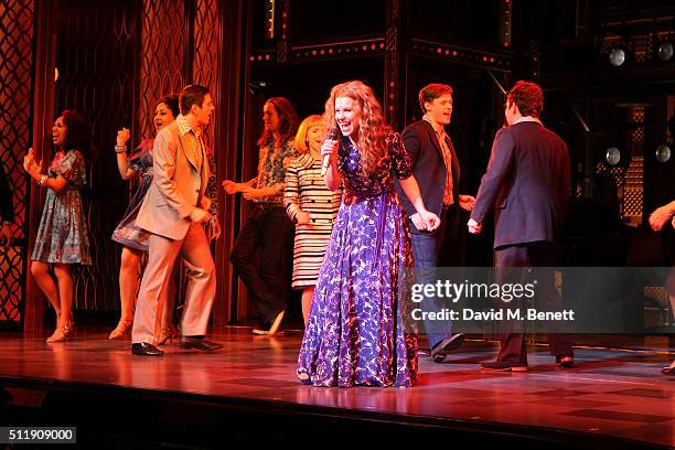 Cassidy Janson during the curtain call following the 1st Birthday Gala Performance of "Beautiful: The Carole King Musical" at The Aldwych Theatre on...