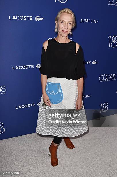 Costume designer Michele Clapton attends the 18th Costume Designers Guild Awards with Presenting Sponsor LACOSTE at The Beverly Hilton Hotel on...