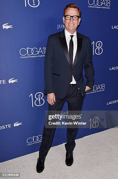 Costume designer Christopher Lawrence attends the 18th Costume Designers Guild Awards with Presenting Sponsor LACOSTE at The Beverly Hilton Hotel on...