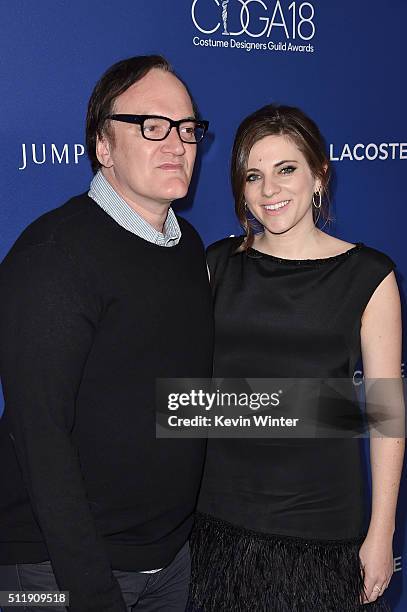 Honoree Quentin Tarantino and Courtney Hoffman attend the 18th Costume Designers Guild Awards with Presenting Sponsor LACOSTE at The Beverly Hilton...