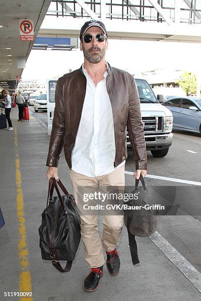 Jon Hamm is seen at LAX on February 23, 2016 in Los Angeles, California.