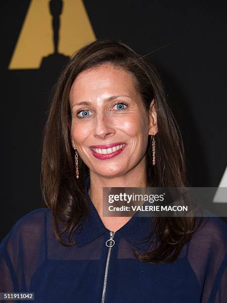 Serena Armitage nominated for Short Film "Stutterer" attends the Oscar Week: Shorts evening in Beverly Hills, California, on February 23, 2016. / AFP...