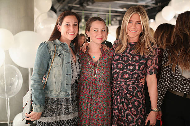 Sarah Meyer, jewelry designer Jennifer Meyer and actress Jennifer Aniston attend smartwater sparkling celebrates Jennifer Aniston and St Jude's...