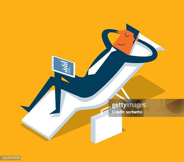 relaxation - ceo working on computer stock illustrations