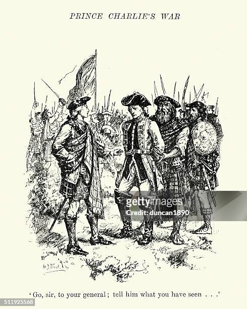 bonnie prinz charlie und die jakobiten sich von 1745 - kriegsgefangener stock-grafiken, -clipart, -cartoons und -symbole