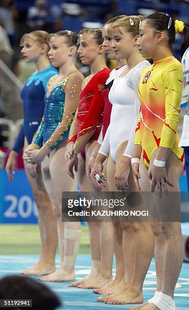 Wang Tiantian of China, Anna Pavlova of Russia, Kate Richardson of Canada, Emilie Lepennec of France, Marine Debauve of France and Alina Kozich of...