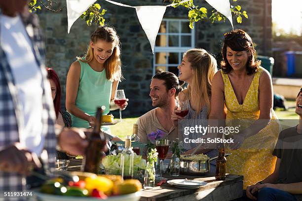 family bbq - formal garden party stock pictures, royalty-free photos & images