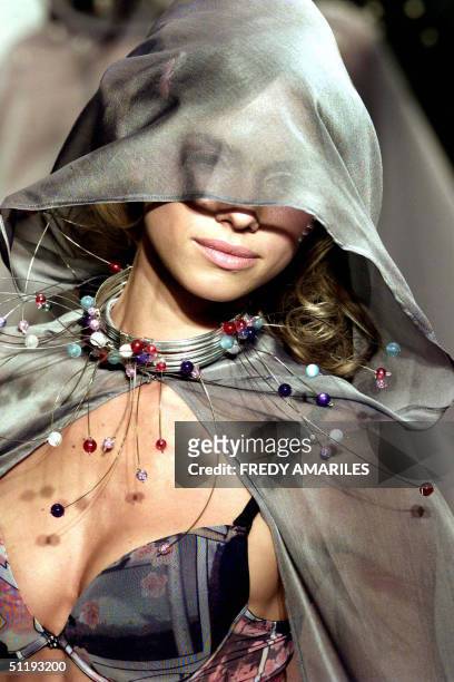 Models wears lingerie by EA Ingerie during the XV Colombiamoda fashion show 19 August, 2004 in Medellin, Colombia. AFP PHOTO/Fredy AMARILES