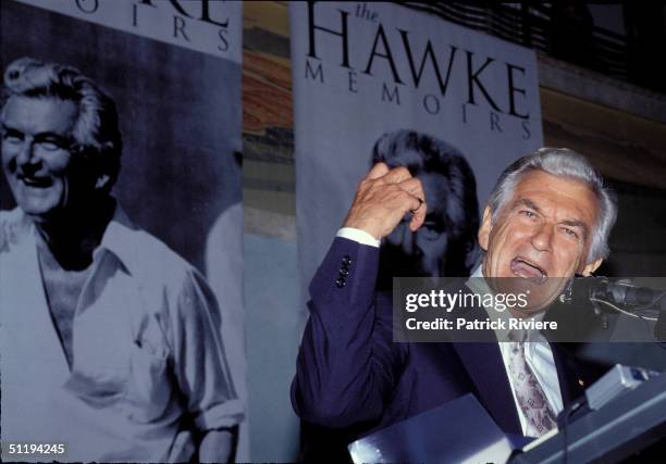 Bob Hawke Prime Minister of Australia at Hawke memoirs launch in 1994 in Sydney, Australia.