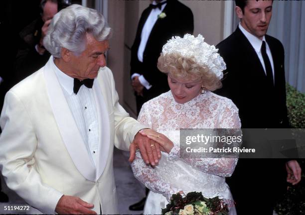 Bob Hawke Prime Minister of Australia marries Blanche D'Alpuget in 1995 in Sydney, Australia.